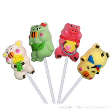 Fruit Flavored pig and piggy shaped jelly lollipop Candy